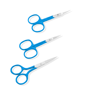 Ciseaux à cuticules droits en acier inoxydable de qualité supérieure, outils de beauté pour nail art, à pointe bleue et angle varié, argentés - Product Image 3
