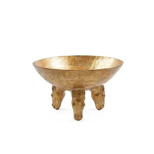 Traditional Chinese Style <b>Metal</b> Fruit <b>Bowl</b> with Brushed Bronze Finish Handmade Decorative Dish Round Shape - Product Image 1
