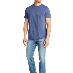 Camiseta de mezcla de algodón de alta calidad, camiseta personalizada para hombre, camiseta ajustada sin estampado en azul marino o personalizada, camisetas para hombre - Product Image 1