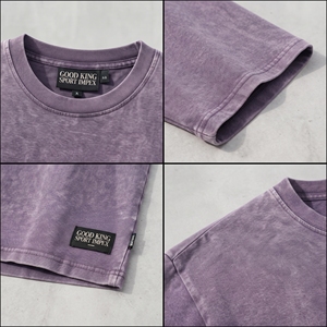 เสื้อยืดสีม่วงวินเทจแบบวอช พร้อมลายปักด้านหน้าและด้านหลัง Good King Sport Impex ทรงโอเวอร์ไซส์ สไตล์ลำลอง สตรีทแวร์ ใส่ได้ทั้งชายและหญิง - Product Image 3