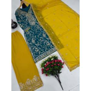 Ensemble de vêtements de fête pour femmes de créateur avec élégant Dupatta et Pent pour les occasions - Product Image 1