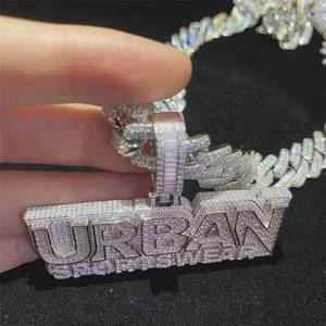 Colgante de Plata de Ley S925 con Moissanita, Diseño Geométrico de Alta Calidad, Estilo Hip Hop, Personalizable, Soporte de Fábrica CONCEPTION - Product Image 3