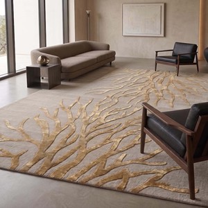 Hand Tufted Modern Wool/Silk Area Rug Luxury Soft Living Room Bedroom Carpet Premium Home Decor Beige Gold PET Friendly Extra - Product Image 4