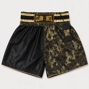 CLAW INTL Men's Black Silk Kung Fu Shorts Gold <b>Dragon</b> Embroidery Regular Fit Martial <b>Arts</b> Wear - Product Image 5