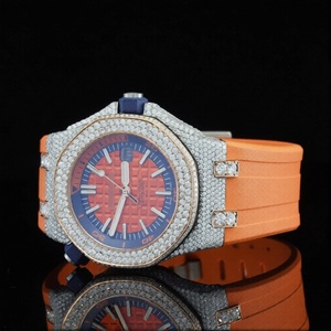 Reloj de Lujo para Hombre, Mecánico, con Diamantes Moissanite ETA, Esfera de 41 mm, Totalmente Automático, Correa de Goma, Estilo Hip Hop Naranja - Product Image 5