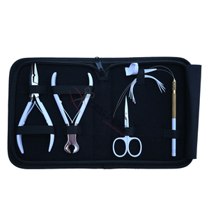 White Stylist Hair Extension <b>tools</b> <b>Kit</b> with Keratin Bond Cutter Bead Crimping Plier Loop <b>Tool</b> <b>Mini</b> Scissor Curved Sewing Needles - Product Image 6