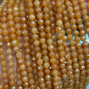 Cuentas facetadas de aventurina naranja, cuentas redondas de piedras preciosas naturales, hebra para hacer joyas, manualidades DIY - Product Image 3