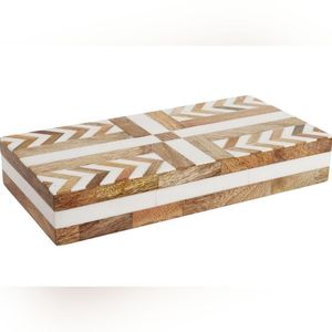 Caja de Joyería de Resina de Alta Calidad, Caja Rectangular con Rayas a Cuadros Blancas y Negras, Contenedor de Almacenamiento con Patrón Geométrico Moderno - Product Image 2