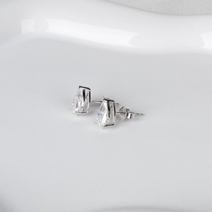 2ct E Color Pear Cut Lab Grown Diamond Earlobe <b>Earrings</b> 14K Solid Gold Premium Pear Solitaire Modern Luxury Wedding Fine Jewelry - Product Image 3