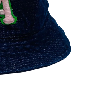 AKA Dark Denim Pink Letter Bucket <b>Hat</b> Embroidered Baseball Cap Adjustable Cotton Headwear Casual Fashion Streetwear <b>Hat</b> <b>for</b> <b>Men</b> - Product Image 2