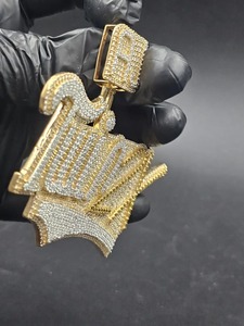 Au Ruiz Themen-Anhänger Vergoldet Kristall Strass Hip-Hop Charm Unisex Schmuck Geschenk - Product Image 3