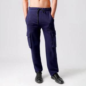 Pantalones Deportivos Personalizados para Hombre, Pantalones Deportivos Cargo Azul Oscuro, Cómodos Pantalones Deportivos con Cordón, Estilo Urbano - Product Image 1