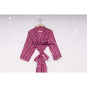 Bata Kimono 100% Algodón con Estampado Floral para Mujer, Ropa de Noche de Verano, Vestido de Playa, Bata con Logo Trasero - Product Image 6