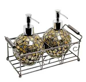 Dispensador de Jabón de Resina Color Oro Champán de Lujo con Detalle de Estrella de Mar 3D, Botella Manual con Bomba para Jabón Líquido, para Baño con Temática de Playa - Product Image 5