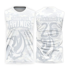 Camiseta de Baloncesto Sublimada White Out Rhinos, Sin Mangas, Absorbente de Humedad, Unisex, Corte Atlético para Adultos, Ropa Deportiva de Equipo - Product Image 1