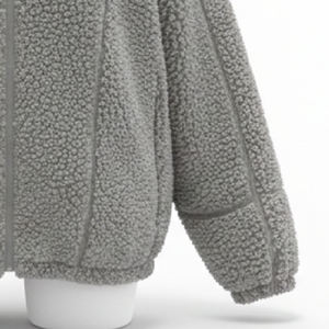 Hoodie surdimensionné de haute qualité en polaire Sharpa 100% polyester 400 g/m² sans cordon avec fermetures éclair sur le devant et les poches - Product Image 6