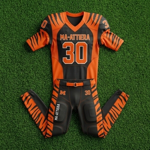 Custom Orange Black American Football Jersey <b>Padded</b> <b>Pants</b> Team Uniform Number 30 OEM ODM Wholesale Sportswear - Product Image 6