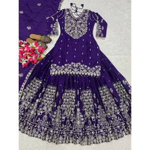 Women's Top-Lehenga Dupatta <b>Set</b> with <b>Embroidery</b> & Sequence Work for Parties - Product Image 1