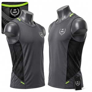 Débardeur de sport pour homme à capuche, col rond, en polyester écologique, anti-humidité, léger, respirant, coupe flexible, pour l'entraînement - Product Image 5