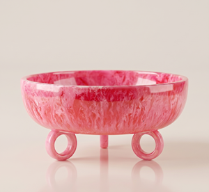 Frutero de Resina Hecho a Mano con Acabado de Mármol y Patas en Forma de Anillo, Elegante Tazón para Servir Artesanal, Decoración de Cocina de Calidad de Exportación - Product Image 1