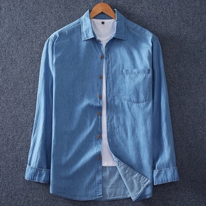Chemise en jean pour homme 100% coton, chemise en jean décontractée à manches longues, vêtements de marque surdimensionnés pour homme - Product Image 3