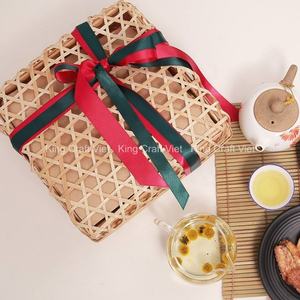 Caja de mooncake de bambú natural 100% hecha a mano, cesta de regalo de ratán de calidad, venta al por mayor - Product Image 2