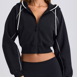 Sudadera Corta Personalizada para Mujer, Estilo Hip Hop, con Logotipo Frontal, 100% Algodón, Forro Polar, Resistente al Viento y Transpirable - Product Image 3