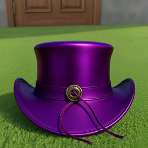 Chapeau haut de forme en cuir violet métallisé fait main de qualité supérieure, style steampunk, pour Noël et les festivals - Product Image 2