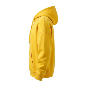 <b>Yellow</b> Solid <b>Hoodie</b> Regular Fit Pullover Sweatshirt With Kangaroo Pocket And Drawstring Casual Long Sleeve Top - Product Image 2