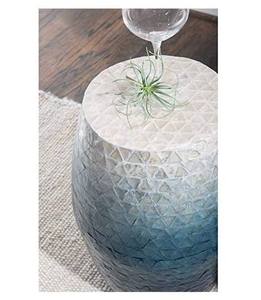 Triangle Mosaic Pattern Inlaid Accent <b>Stools</b> Mother of Pearl Natural Blue Shell Mosaic Nightstand For Home Interior Styling - Product Image 4