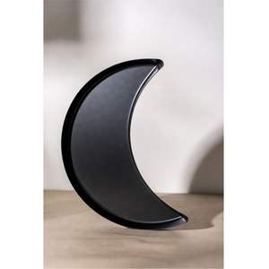 Bandeja de Servir Moderna de Metal Negro con Forma de Luna, Plato Decorativo de Postre con Forma de Luna Creciente, Decoración de Ramadán y Eid, Plato de Aperitivos de Lujo con Forma de Luna - Product Image 1