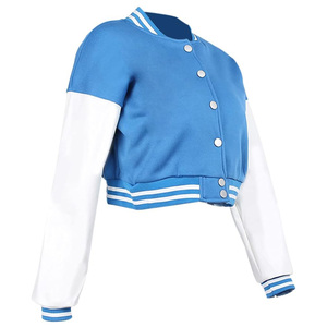 Blouson universitaire court personnalisé pour femme avec patch en chenille et lettres brodées, style baseball streetwear, service d'échantillons OEM disponible dès maintenant - Product Image 2