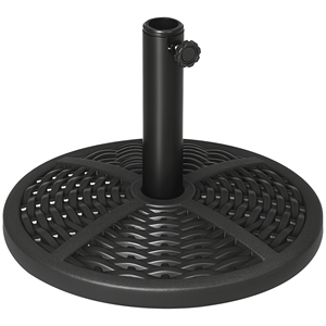 Supporto per ombrellone da patio rotondo resistente da 18 pollici con design in rattan, 21 libbre. Nero - Product Image 1