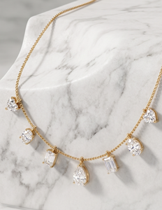 Collar con Colgante de Diamantes Cultivados en Laboratorio, en Forma de Pera, Ovalada y Esmeralda, para Mujer |   Joyería Fina Minimalista - Product Image 1