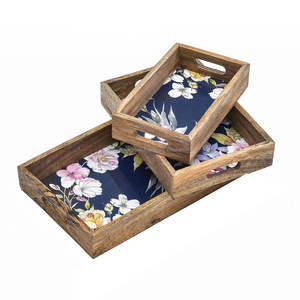 Bandeja de Servir de Madera Hecha a Mano, Bandeja Decorativa de Madera Natural Premium con Asas para Desayuno y Café - Product Image 6