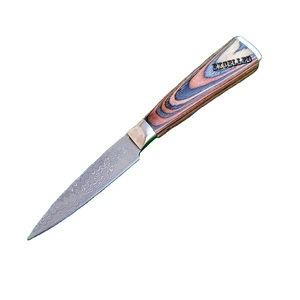 Cuchillo para pelar hecho a mano con mango de madera Pakka de acero damasco y Funda de cuero para chefs y uso en la cocina - Product Image 1