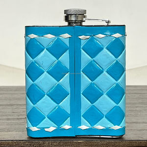 March Expo Hot Selling Customized Checkered Cow Leather Stainless Steel Trendy Unique Cooler Bags Hip Flask <b>Gift</b> for Men & Women - Product Image 6