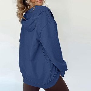 เสื้อฮู้ดโอเวอร์ไซส์ผ้าฟลีซเนื้อนุ่ม คอตตอน ทรงหลวม ไหล่ตก ซิปยาวเต็มตัว สำหรับผู้หญิง ออกกำลังกาย เล่นกีฬา ฟิตเนส - Product Image 2