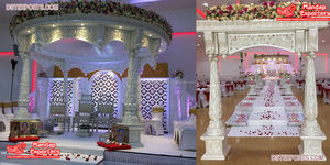 Mandap de Boda Estilo Bollywood Abierto con Acabado Blanco, Mandap Estilo Bollywood Abierto en EE. UU., Decoración de Mandap para Bodas Grand Maharani - Product Image 2