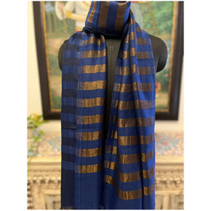 Luxury Fine <b>Wool</b> Zari Big Stripe Stole 70x200cms Premium Soft Winter Fashion Shawl Elegant Designer <b>Wrap</b> Ready Stock Available - Product Image 4