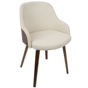 Set di 2 Sedie da Pranzo/Accento in Stile Mid-Century Moderno Bacci, in Legno di Noce e Tessuto Crema, Arredamento Moderno per la Casa - Product Image 2