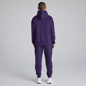 Conjunto de Sudadera con Capucha Morada para Hombre, Corte Regular, Felpa, Color Sólido, Ropa Casual de Otoño - Product Image 1