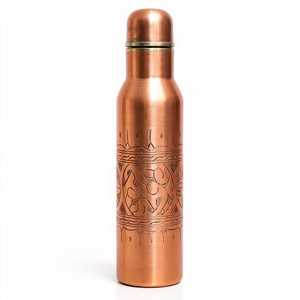 Recién Llegada: Botella de Agua de Cobre Puro Hecha a Mano y Personalizada con Detalles Grabados Tradicionales - Nombre Grabado con Láser Personalizado - Product Image 5