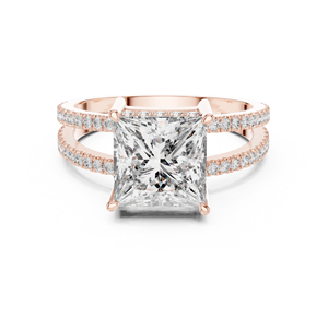 SPLIT SHANK 3CT Lab Grown Princess <b>Diamond</b> <b>Ring</b> Set in 18KT ROSE Gold FOR Engagement Valentine PARTY WEDDING FOR WOMEN - Product Image 4