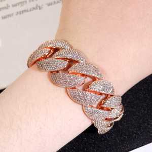Pulsera de eslabones cubanos con incrustaciones de moissanita VVS, brillante, de plata de ley 925, para uso unisex. - Product Image 5