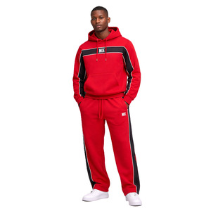 Ensembles de survêtements pour hommes avec panneaux contrastés rouges, style streetwear oversize, vêtements de sport, fournisseur OEM ODM de survêtements personnalisés - Product Image 1