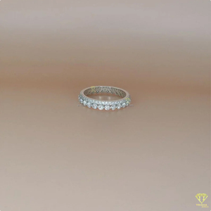<b>Emerald</b> Cut Moissanite Diamond Vintage Prong Set Full Eternity Wedding Band <b>Ring</b> in 925 Sterling <b>Silver</b> Stackable Anniversary - Product Image 5