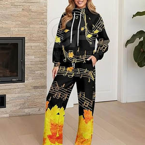 Conjunto Deportivo Casual para Mujer, Estampado Completo, Algodón/Poliéster, Sudadera con Capucha Personalizada a la Moda - Product Image 4