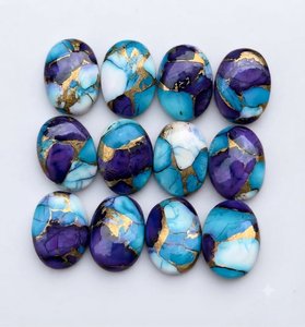 Piedra preciosa suelta de turquesa cobre violeta rara, cabujón de forma ovalada para la fabricación de joyas - Product Image 3