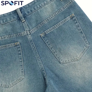 กางเกงยีนส์ปักลายสไตล์สตรีทแวร์ทรงหลวมสำหรับผู้ชาย กางเกงขาสั้นลำลองสีพื้นทรงตรงใส่สบายสไตล์ฤดูร้อน แห้งเร็ว ระบายอากาศได้ดี - Product Image 2